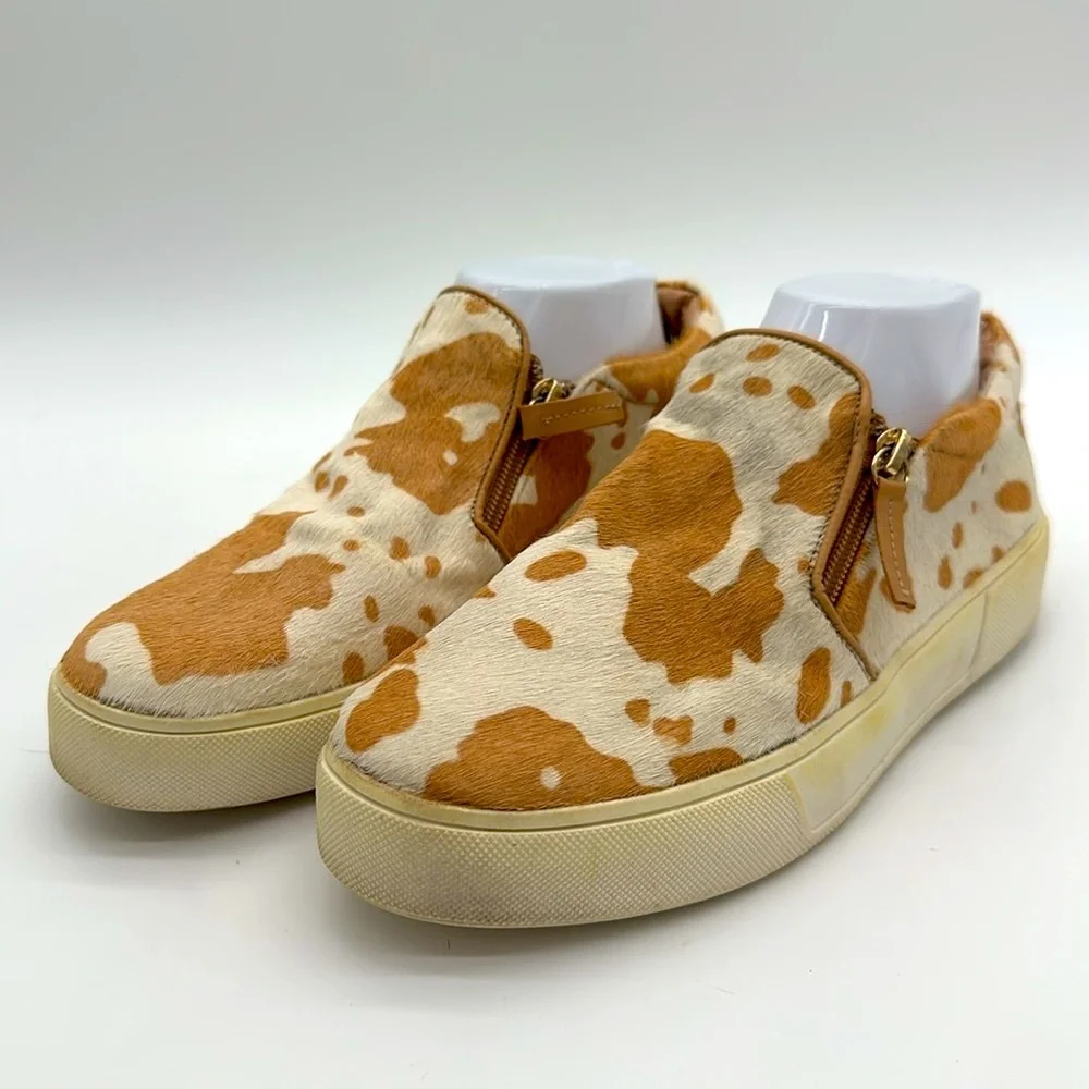 Very Volatile Animal Print Natural Tumble Hide Zip Up Slip On Shoes W Size 8.0